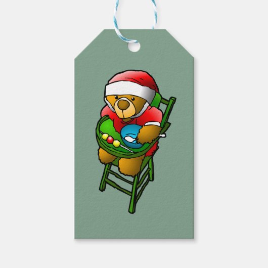 De kerst-teddybeer cadeaulabel (Voorkant)