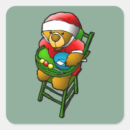 De kerst-teddybeer vierkante sticker
