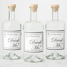 De kerstapathecaire stijl Drink me. Liquorflesje Likeurfles Etiket