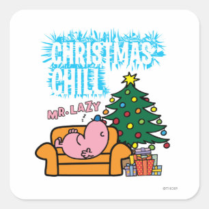 De kerstbal van de heer Lazy Vierkante Sticker