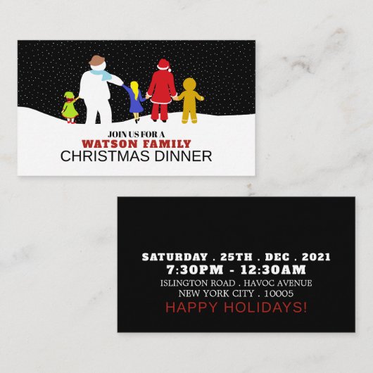 De kerstbende, kerstfeestkaartje uitgenodigd informatiekaartje (Voorkant / Achterkant)