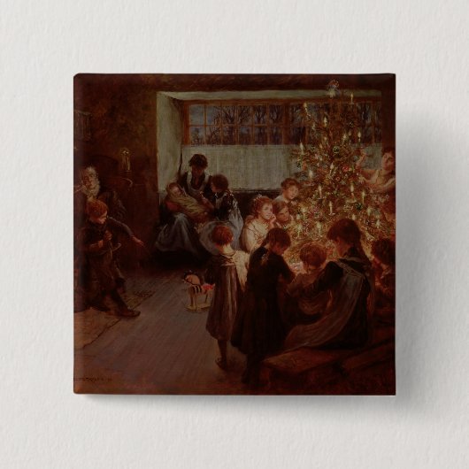 De kerstboom, 1911 vierkante button 5,1 cm (Voorkant)