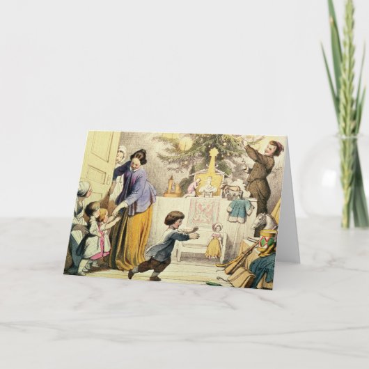 De kerstboom decorteren feestdagen kaart (Voorkant)