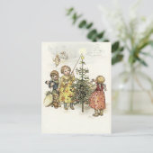 De kerstboom decorteren feestdagenkaart (Staand voorkant)