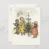 De kerstboom decorteren feestdagenkaart (Voorkant / Achterkant)