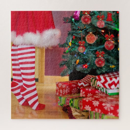 De kerstboom decorteren legpuzzel (Verticaal)