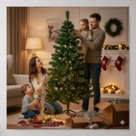 De kerstboom decorteren poster
