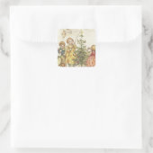 De kerstboom decorteren vierkante sticker (Tas)