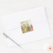 De kerstboom decorteren vierkante sticker (Envelop)