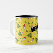 De kerstboom en de kerstboom aanpassen; tweekleurige koffiemok (Voorkant links)