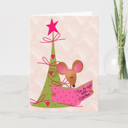 De kerstboom en de leesmuis feestdagen kaart (Voorkant)