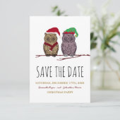 De kerstboom en Elf Owl sparen de Datum Save The Date (Staand voorkant)