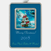 De kerstboom Folk Art GEPERSONALISEERD Verzilverd Omlijst Ornament (Voorkant)