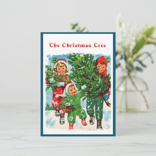 De kerstboom halen kaart (Staand voorkant)