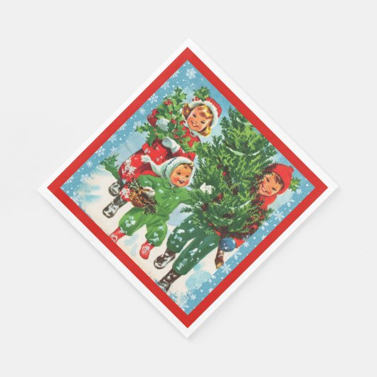 De kerstboom halen servet (Hoek)