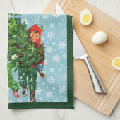 De kerstboom halen theedoek (Quarter Fold)