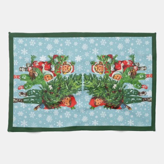 De kerstboom halen theedoek (Horizontaal)