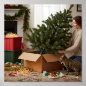 De kerstboom klaarmaken poster (Voorkant)