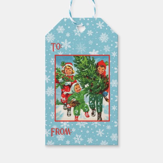 De kerstboom krijgen cadeaulabel (Voorkant)