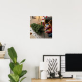 De kerstboom op zijn stand zetten poster (Thuiskantoor)