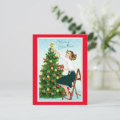 De  kerstboom van 1920: Dame die de kerstboom bedr Feestdagenkaart (Staand voorkant)