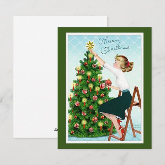 De  kerstboom van 1920: Dame die de kerstboom bedr Feestdagenkaart (Voorkant / Achterkant)