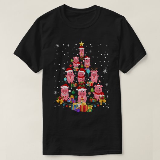 De kerstboom van de decoratie van varkenssierplant t-shirt (Design voorkant)