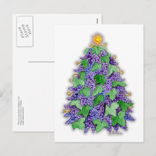 De Kerstboom van de Druiven van de wijn Feestdagenkaart (Voorkant / Achterkant)