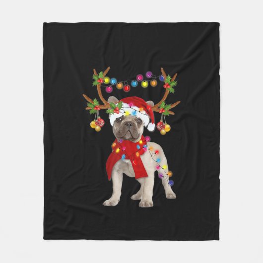 De kerstboom van de Franse hond Bulldog Fleece Deken (Voorkant)