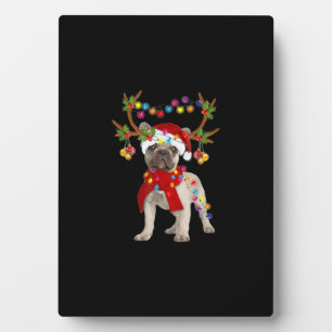 De kerstboom van de Franse hond Bulldog Fotoplaat