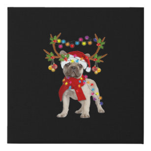 De kerstboom van de Franse hond Bulldog Imitatie Canvas Print