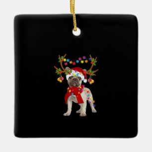 De kerstboom van de Franse hond Bulldog Keramisch Ornament