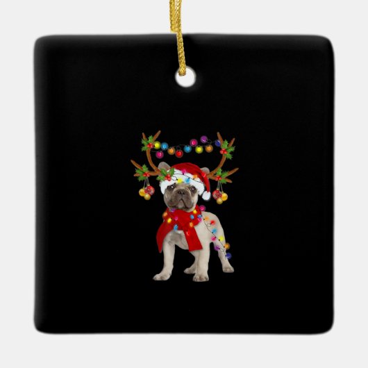 De kerstboom van de Franse hond Bulldog Keramisch Ornament (Voorkant)