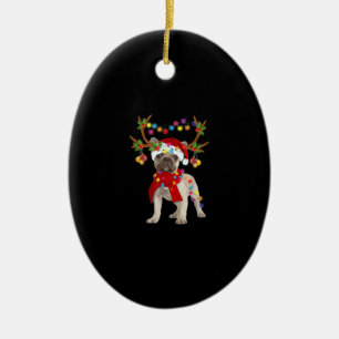 De kerstboom van de Franse hond Bulldog Keramisch Ornament