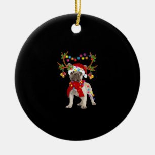 De kerstboom van de Franse hond Bulldog Keramisch Ornament