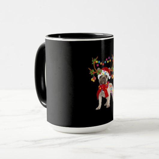 De kerstboom van de Franse hond Bulldog Mok (Voorkant links)