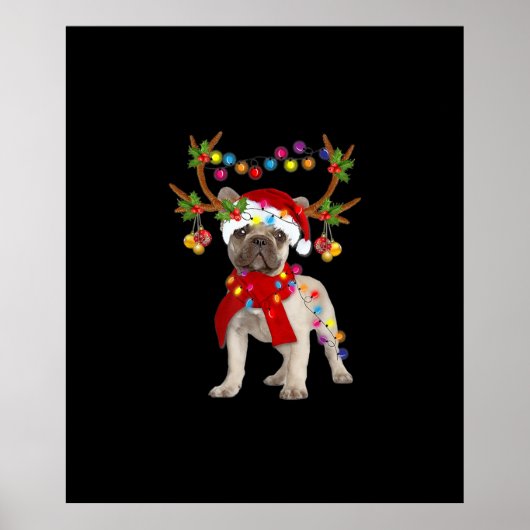 De kerstboom van de Franse hond Bulldog Poster (Voorkant)