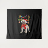 De kerstboom van de Franse hond Bulldog Wandkleed (Voorkant (horizontaal))