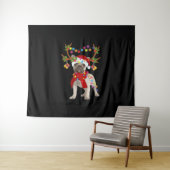 De kerstboom van de Franse hond Bulldog Wandkleed (In Situ (horizontaal))