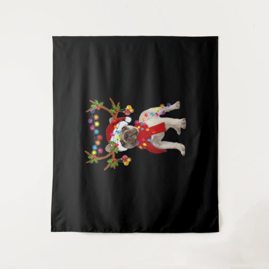 De kerstboom van de Franse hond Bulldog Wandkleed (Voorkant)