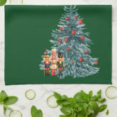 De kerstboom van de groene Nutkrakers Theedoek (Gevouwen)