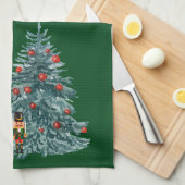De kerstboom van de groene Nutkrakers Theedoek (Quarter Fold)