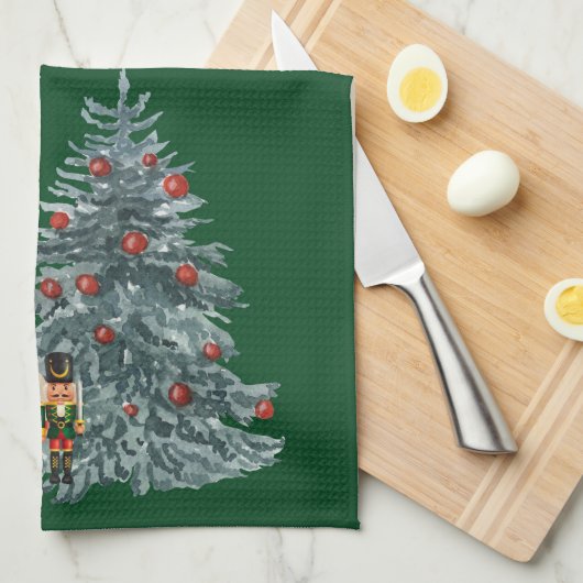 De kerstboom van de groene Nutkrakers Theedoek (Quarter Fold)