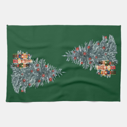 De kerstboom van de groene Nutkrakers Theedoek (Horizontaal)