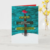 De kerstboom van de pallet met een rode vogel kaart (Gele Bloem)