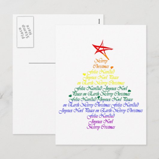 De Kerstboom van de regenboog Feestdagenkaart (Voorkant / Achterkant)