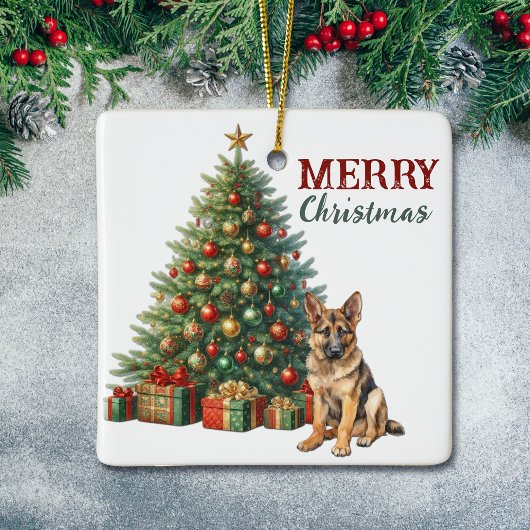 De kerstboom van de Shepherd Dog Keramisch Ornament