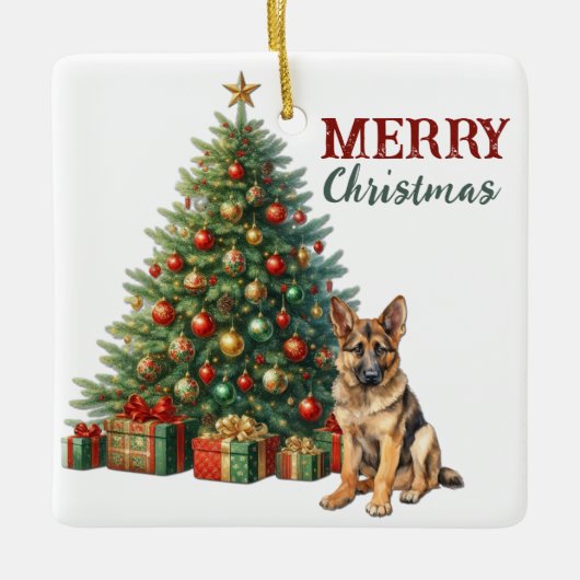 De kerstboom van de Shepherd Dog Keramisch Ornament (Voorkant)