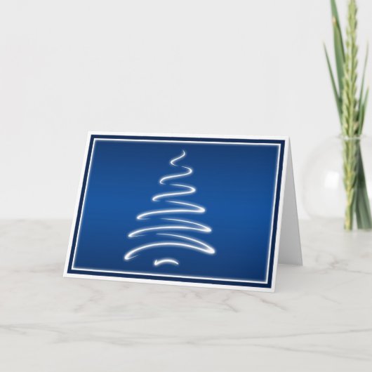 De Kerstboom van de werveling in Blauwe en Witte Feestdagen Kaart (Voorkant)