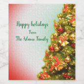 De kerstboom van het seizoen wijn etiket (Enkel label)